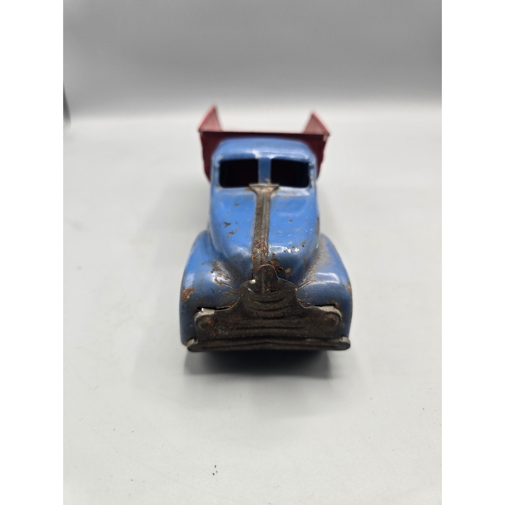 Vintage 1930s/40s Pressed Steel Blue Red Dump Truck Old Metal Toy Wyandotte - Picture 2 of 7